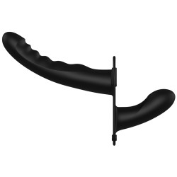 Ouch! Gode ceinture double Dual Ribbed 15 x 3.3cm Noir